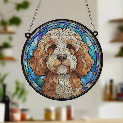 Cockapoo Stained Glass Effect Suncatcher